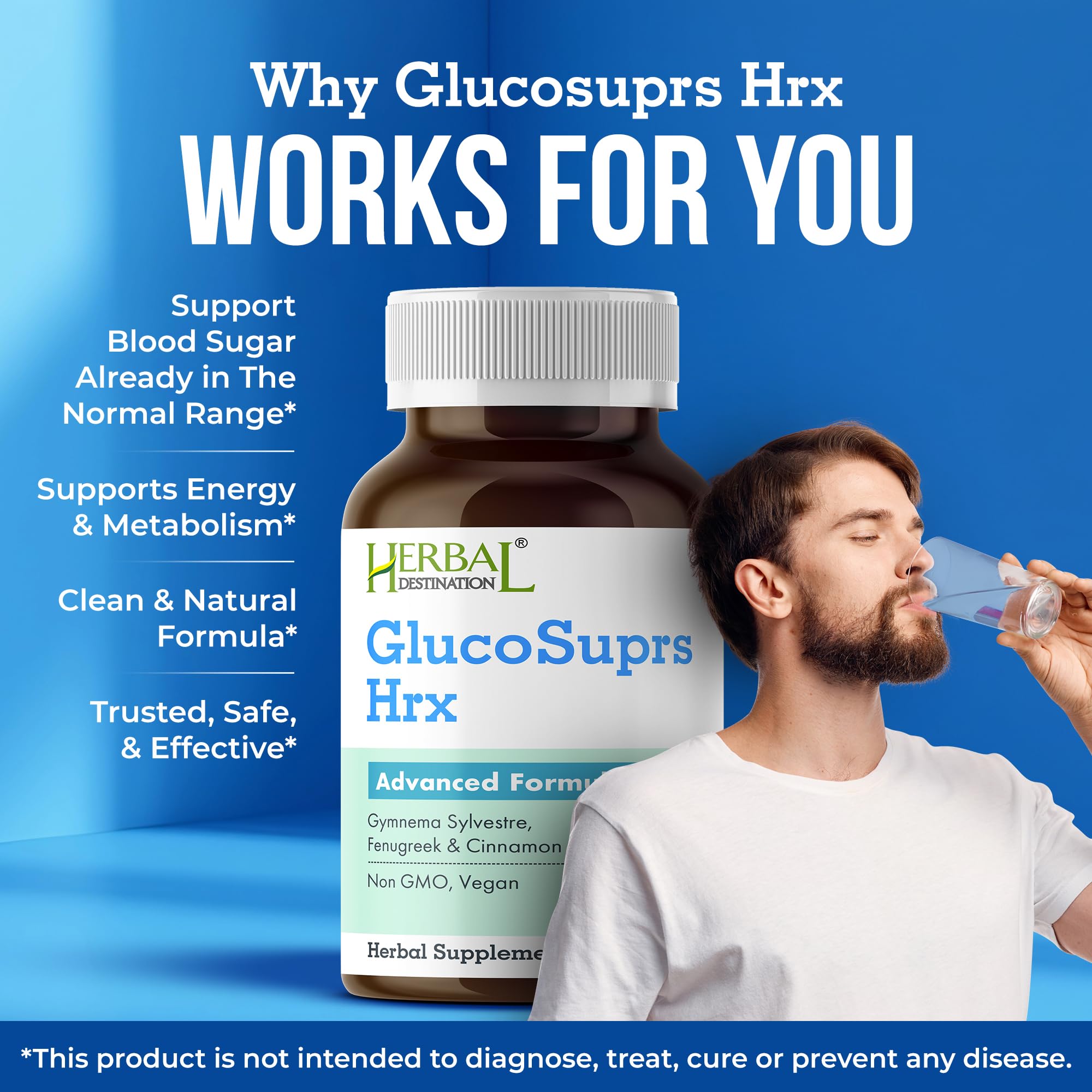 Cápsulas GlucoSuprs Hrx, dosis diaria conveniente.