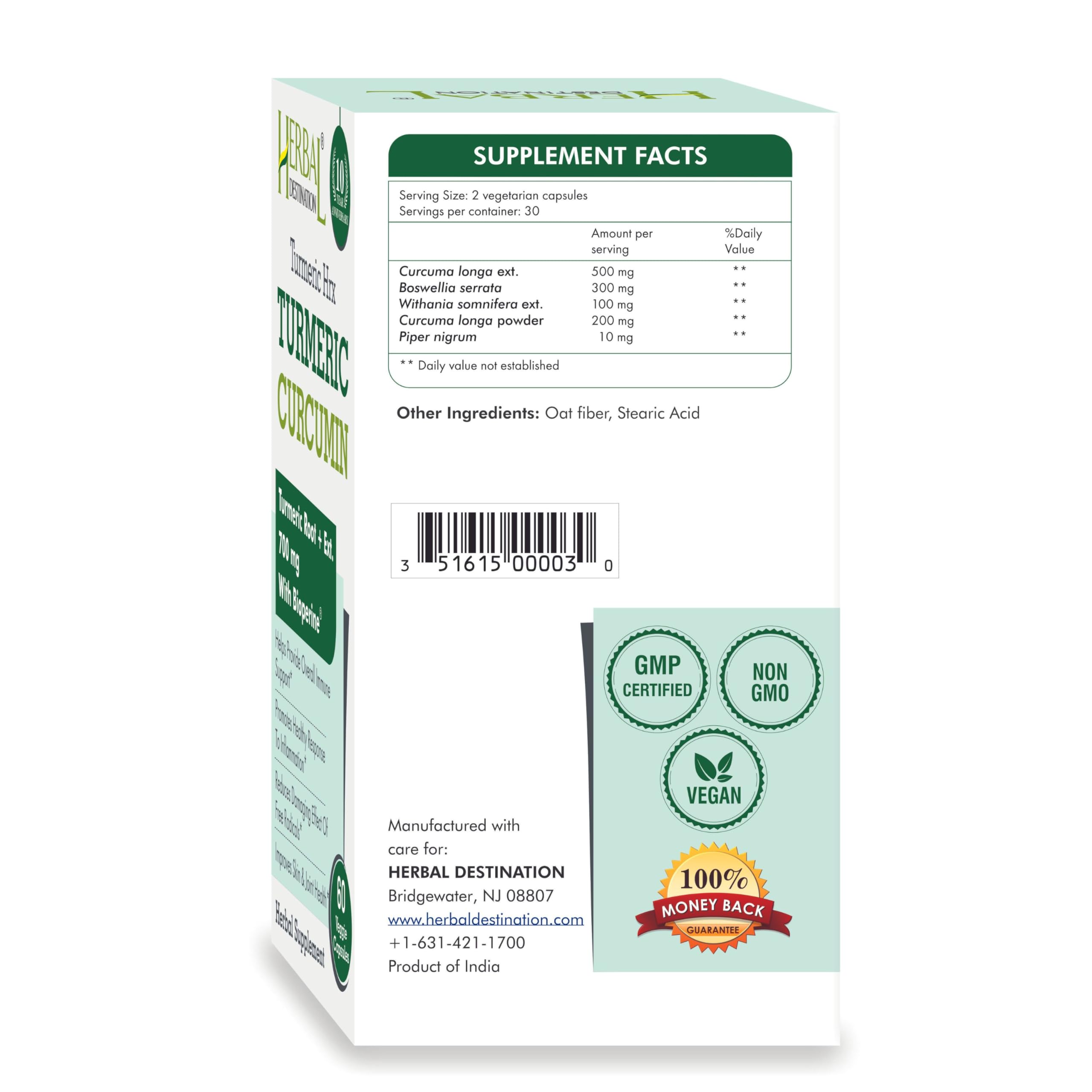Herbal Destination Pimienta Negra HRX: mejora absorción de curcumina para beneficios.