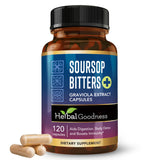 Cápsulas Herbal Goodness con Guanábana, frente de la botella para uso diario suave.