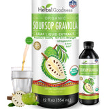 Gotas Herbal Goodness de Guanábana en botella para uso diario.