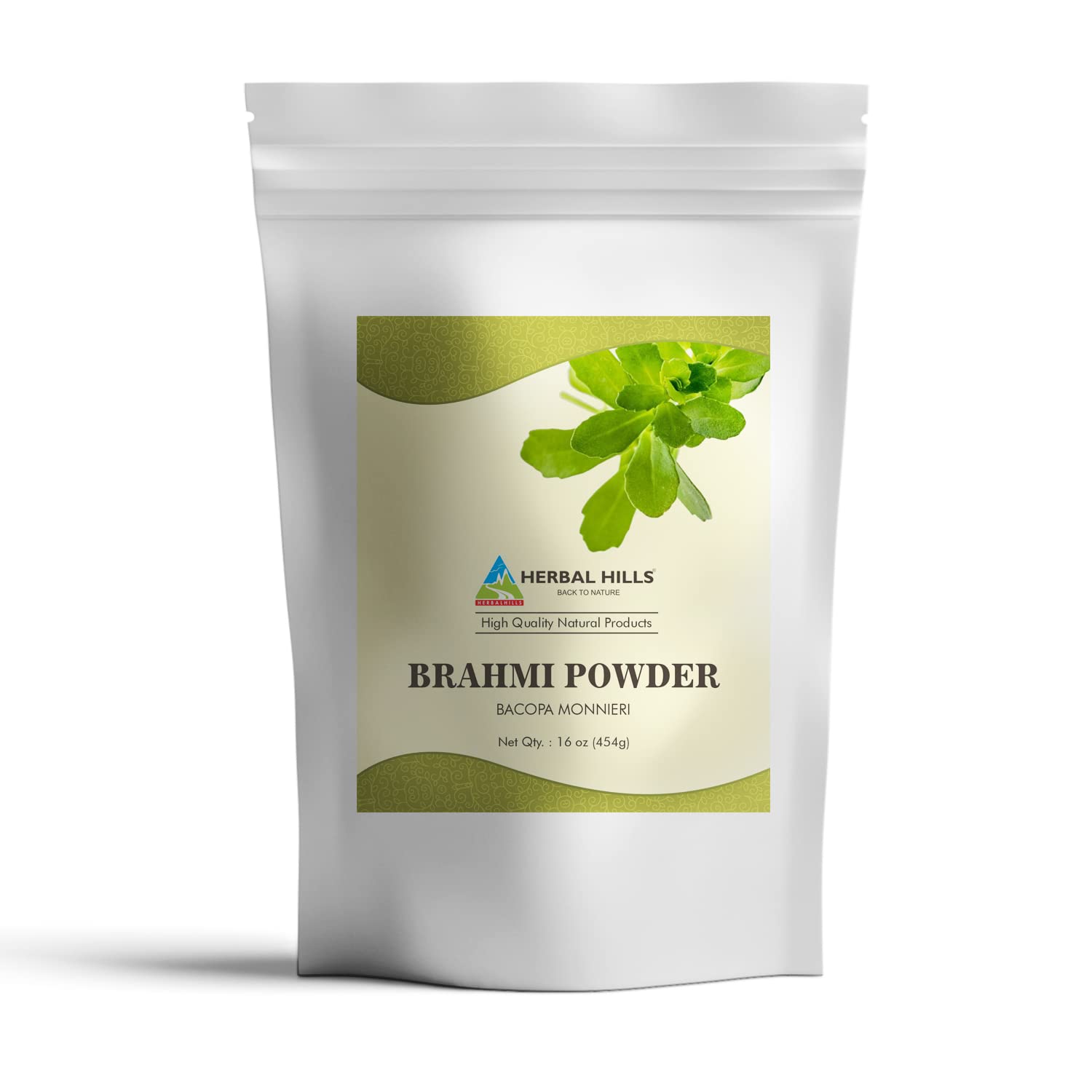 Polvo de Brahmi de HERBAL HILLS para cabello, posible fortalecimiento y cuidado capilar.