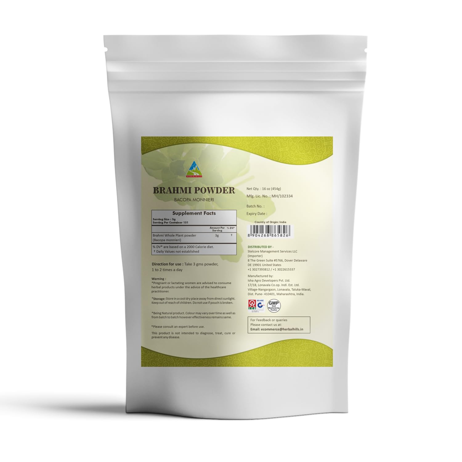 Polvo para cuidado de la piel de Brahmi, máscara facial casera.