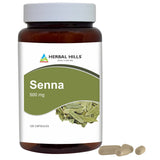 HERBAL HILLS Senna: cápsulas en botella para uso práctico diario.