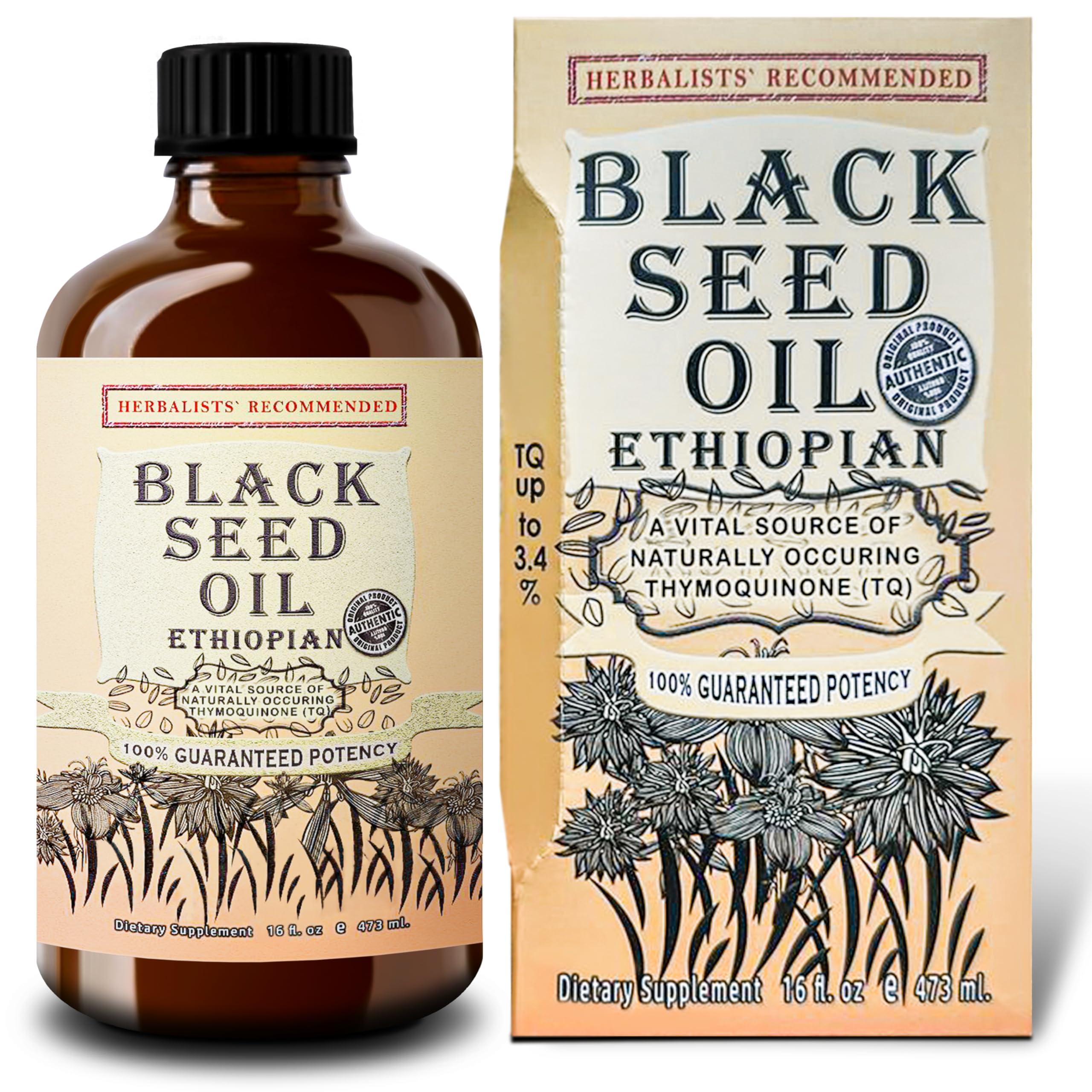Herbal Organic Works botella de vidrio con aceite negro etíope para piel suave.