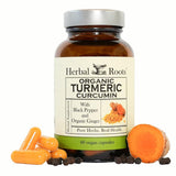 Herbal Roots, botella de cápsulas curcuma 1000 mg para apoyo al bienestar diario.