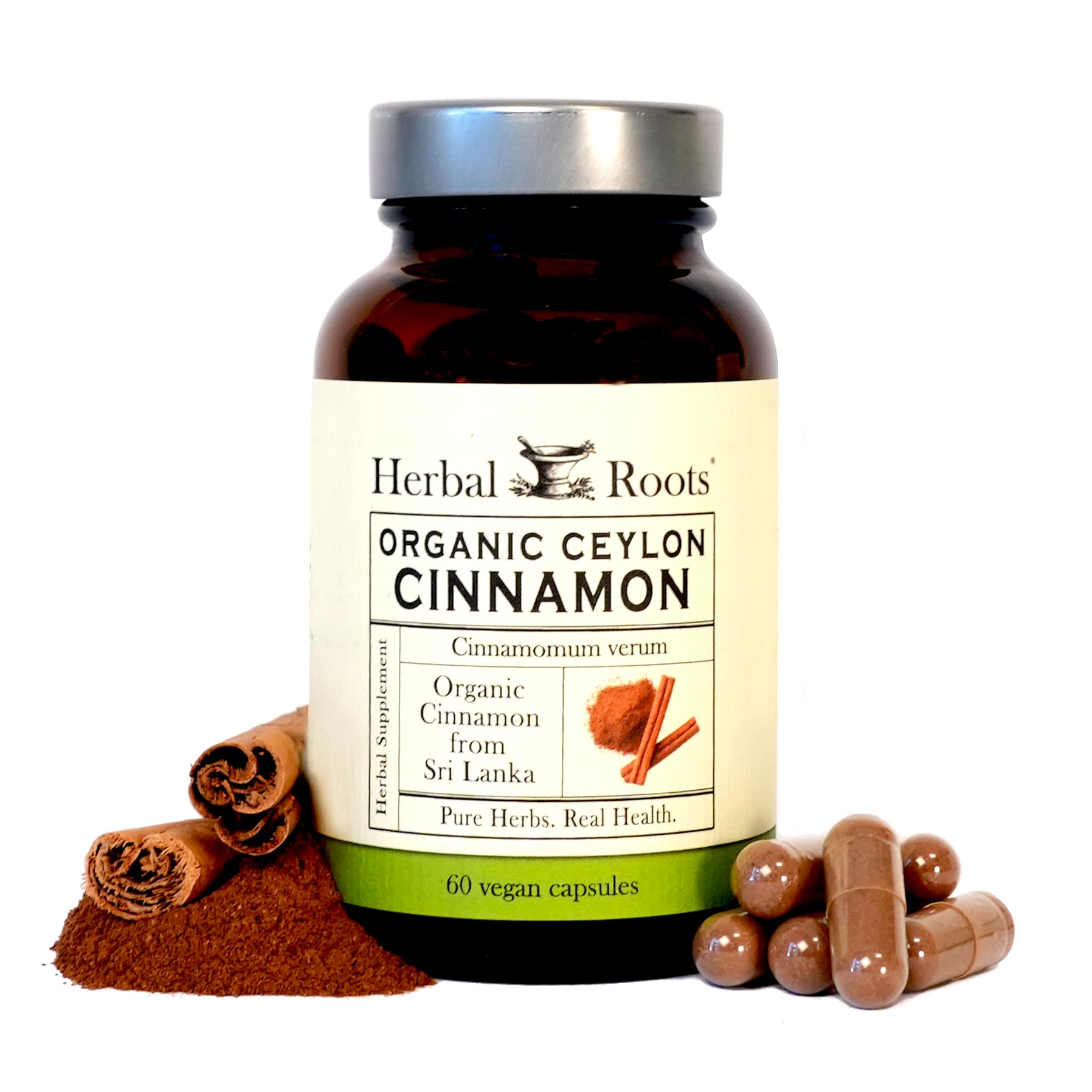 Herbal Roots canela Ceilán: cápsulas en bote con posible apoyo inmunitario
