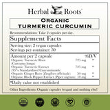 Herbal Roots: cápsulas de curcumina 95% con extracto estandarizado para vitalidad.