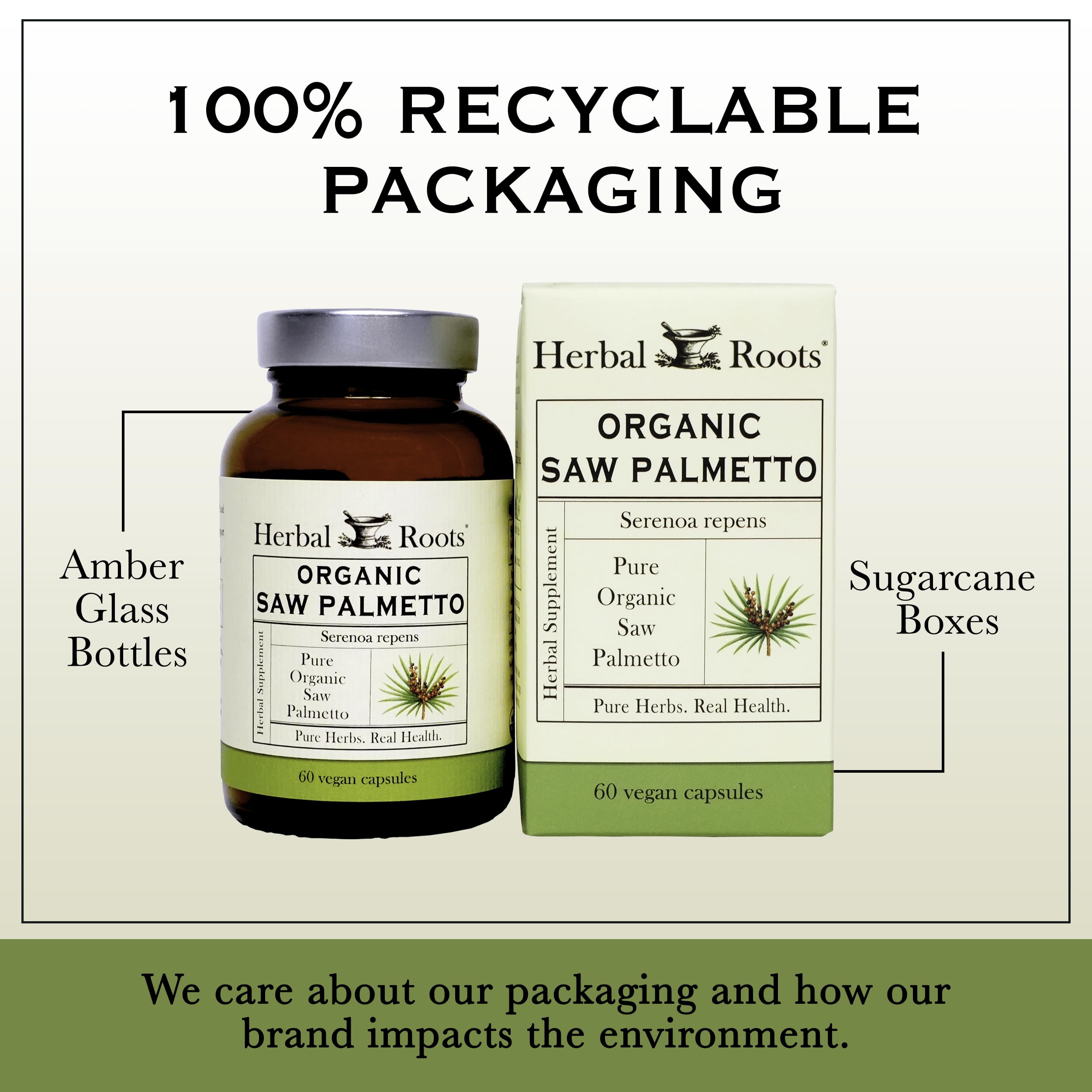 Cierre hermético y etiqueta clara, Herbal Roots para dosificación conveniente.