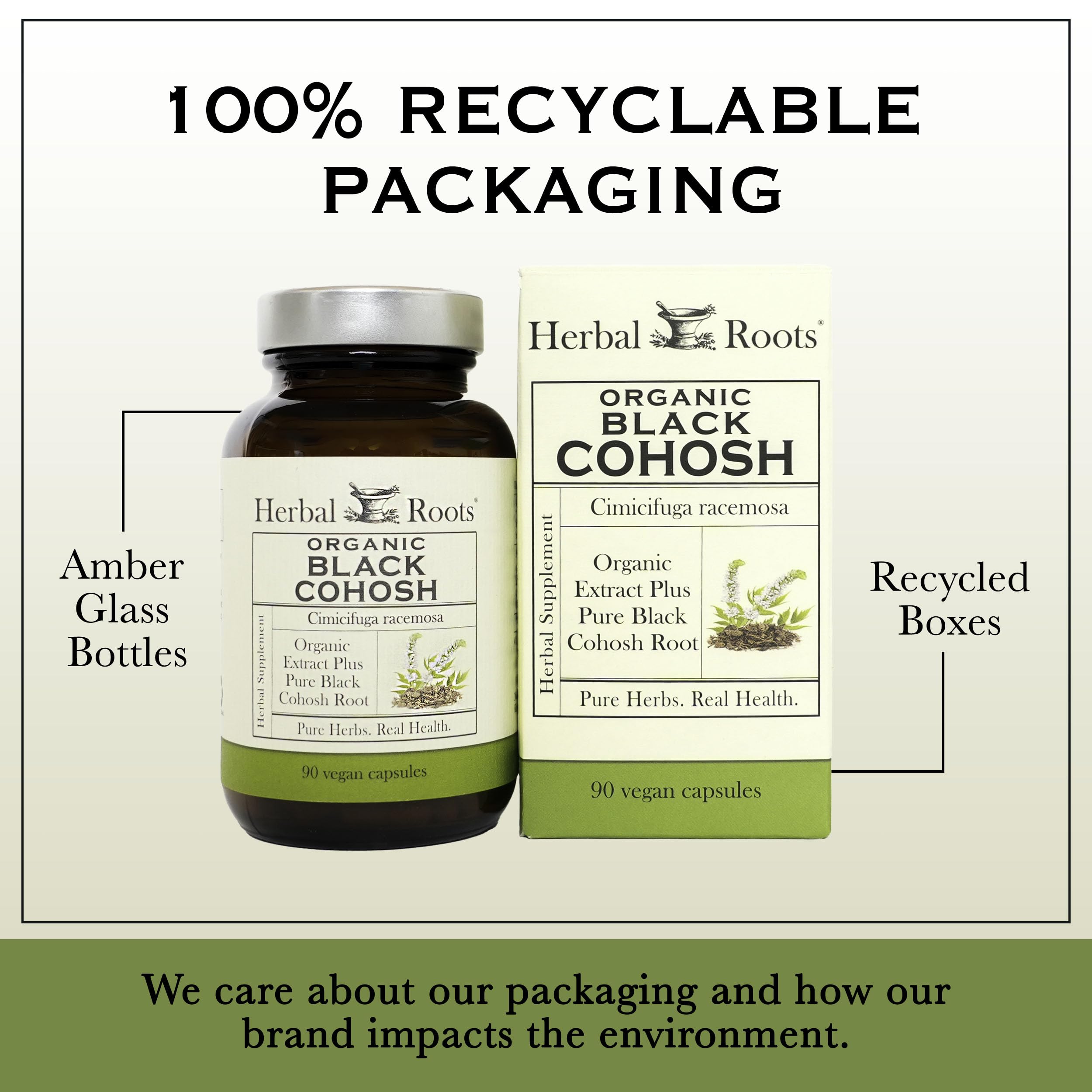 Cápsulas puras sin aditivos de Herbal Roots cohosh negro