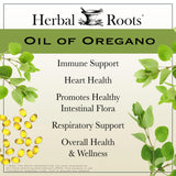 Etiqueta de Herbal Roots con información de calidad y pureza.