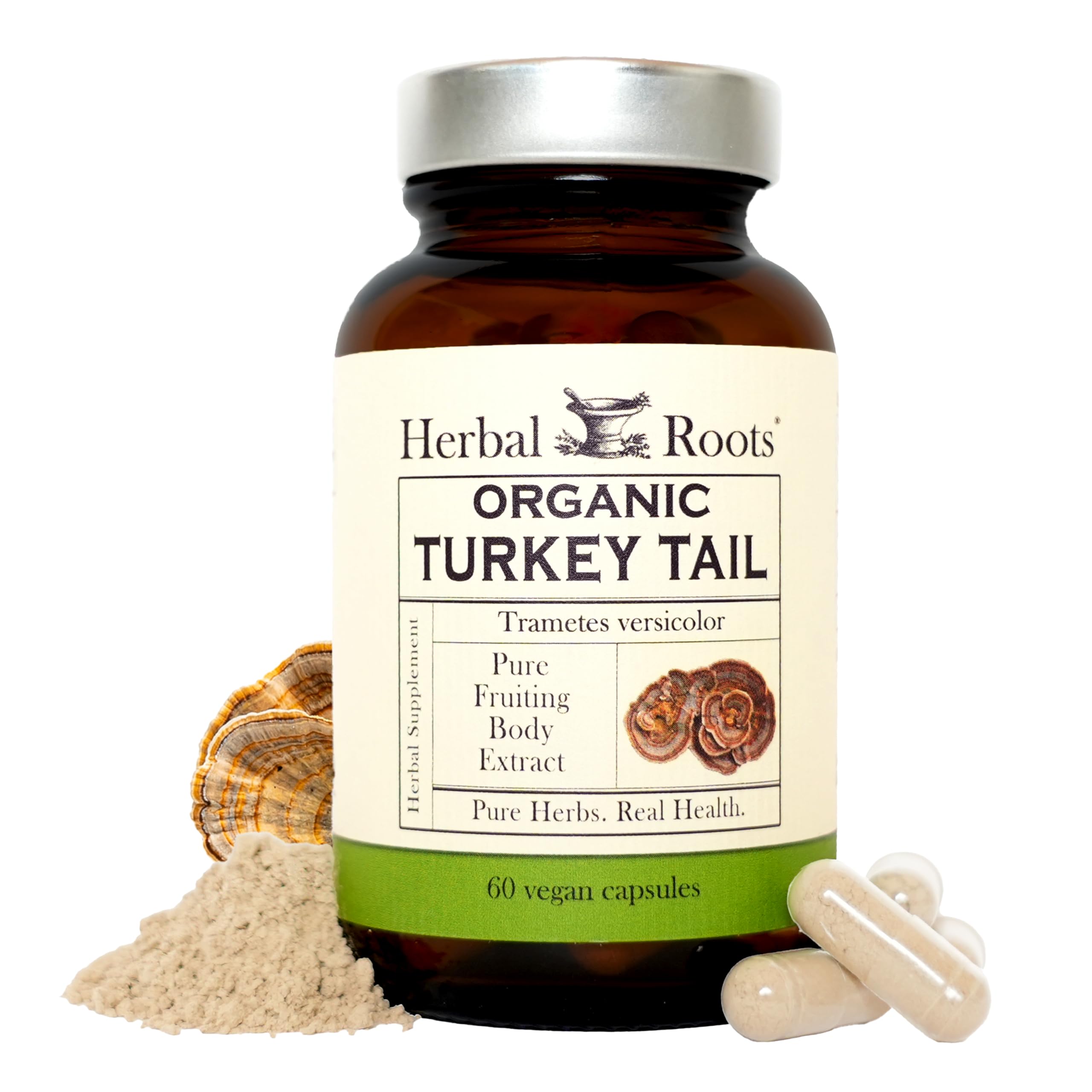 Herbal Roots hongo cola de pavo, extracto, apoyo inmunitario natural