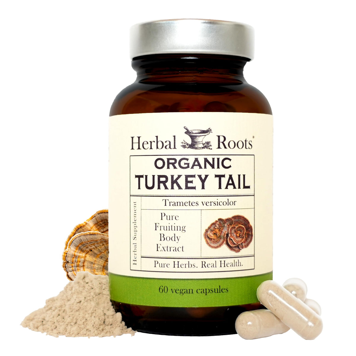Herbal Roots hongo cola de pavo, extracto, apoyo inmunitario natural