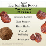 Reishi vegano de Herbal Roots, cápsulas puras para rutina diaria.