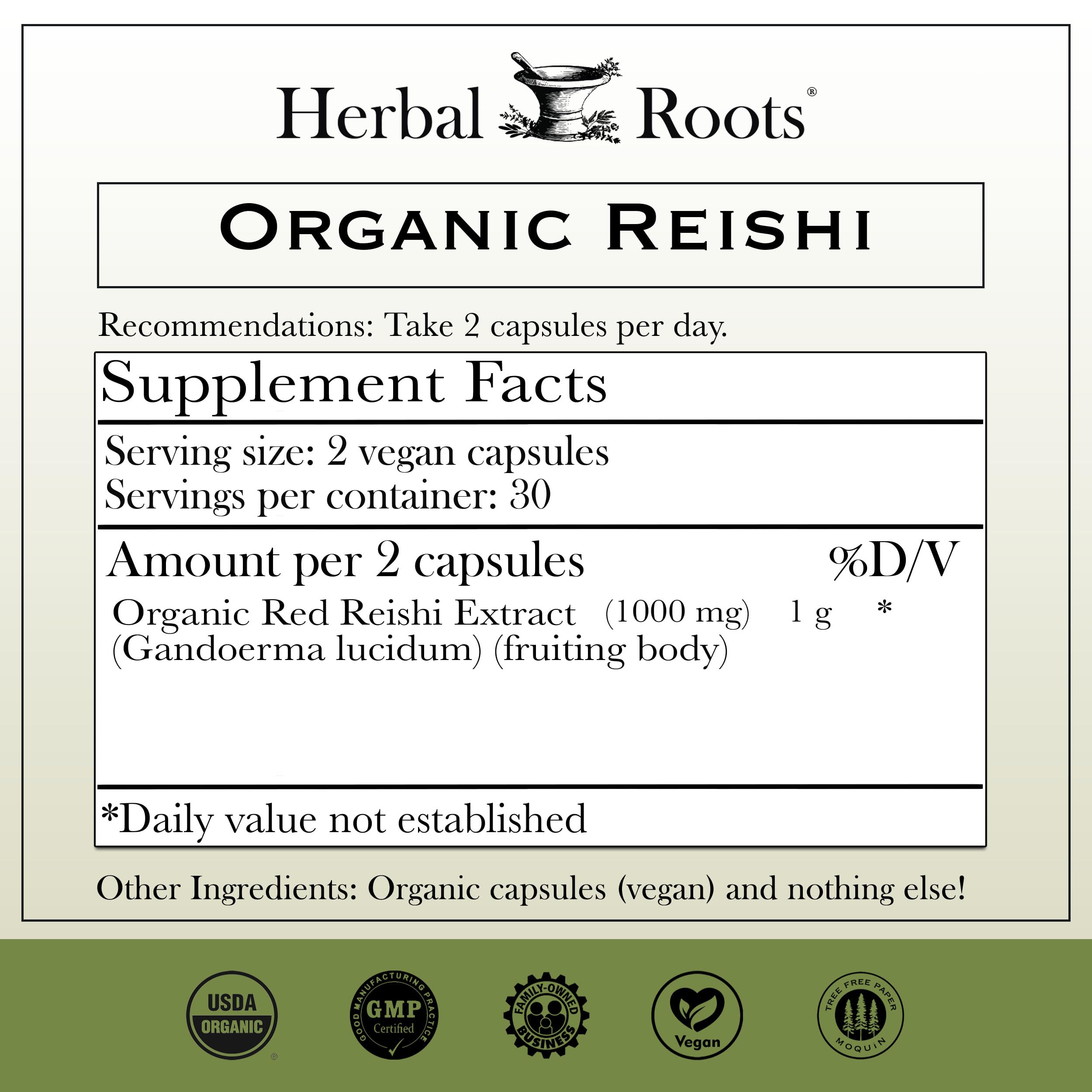 Cuerpos frutificados de reishi, beneficio ancestral en Herbal Roots.