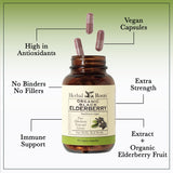 Herbal Roots Saúco Negro etiqueta detalle, información clara sobre ingredientes