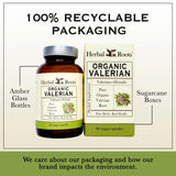 Capsulas veganas de Herbal Roots Valerian, aptas para dietas sin productos animales.