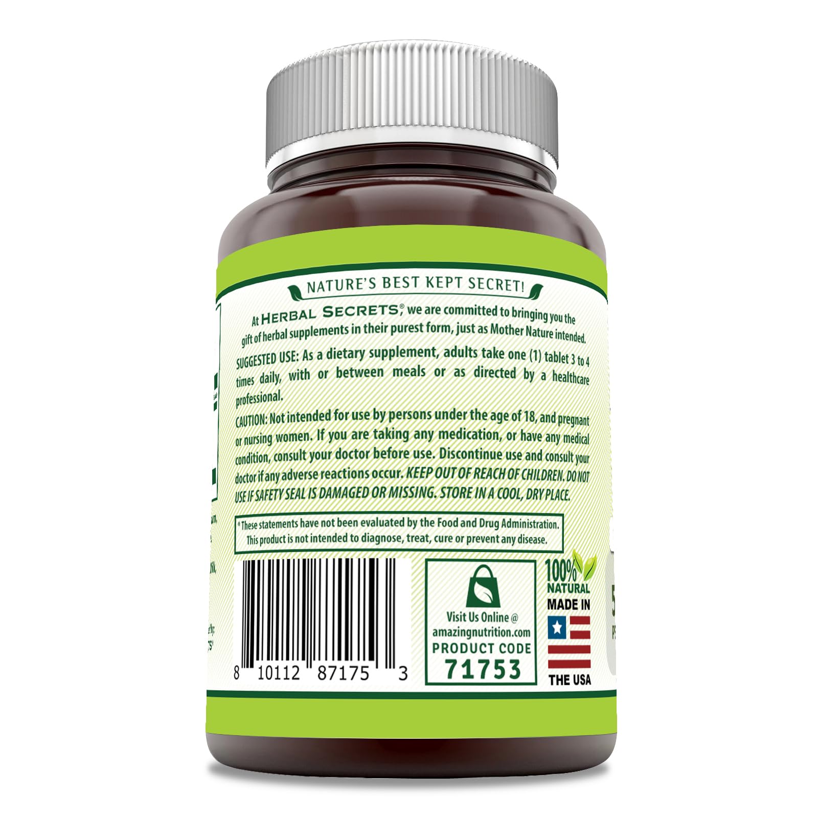 Herbal Secrets Bromelain 500 mg, etiqueta del producto, información clara para decisión de compra