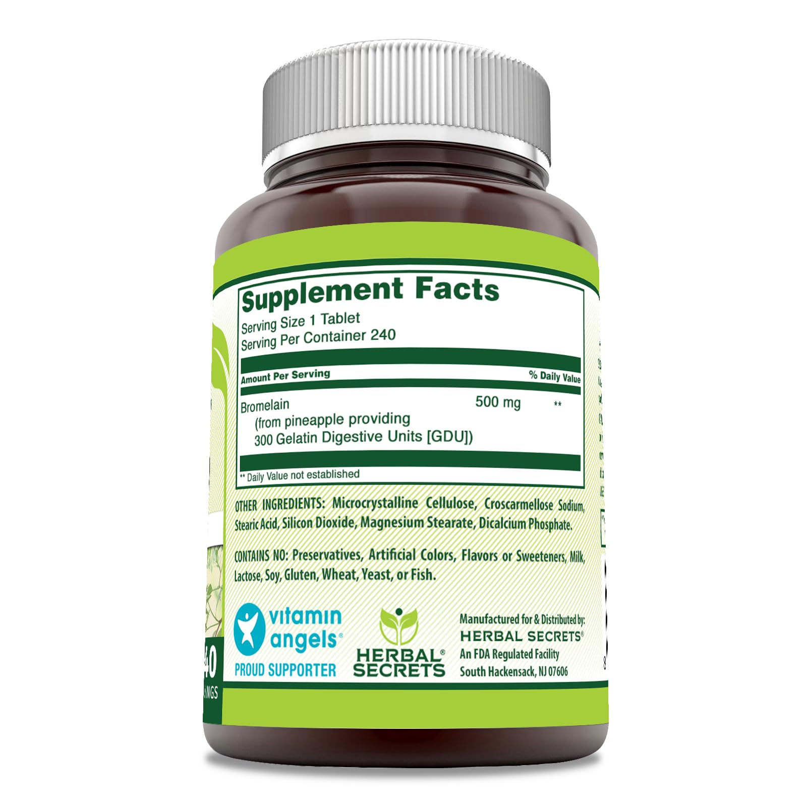Herbal Secrets Bromelain 500 mg, tableta, ingesta conveniente para uso diario