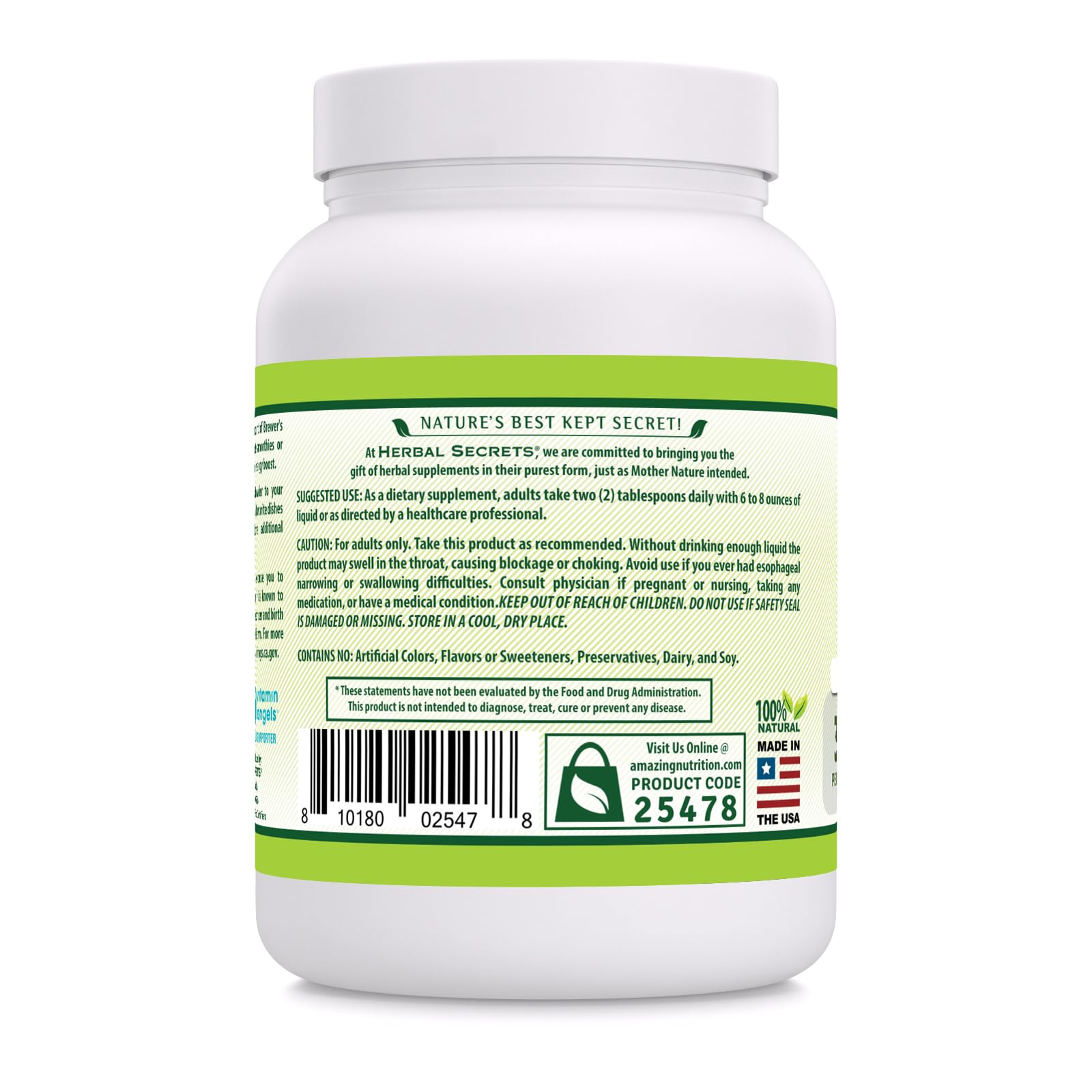 Textura fina de Herbal Secrets levadura de cerveza para mezclar en bebidas