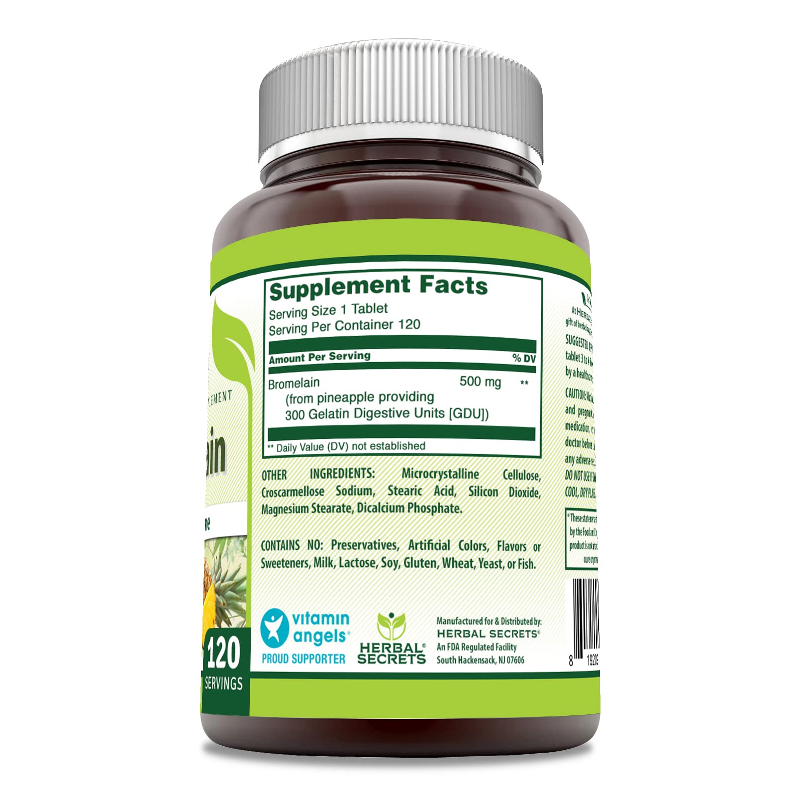 Paquete de tres frascos Herbal Secrets Bromelina para uso continuo.