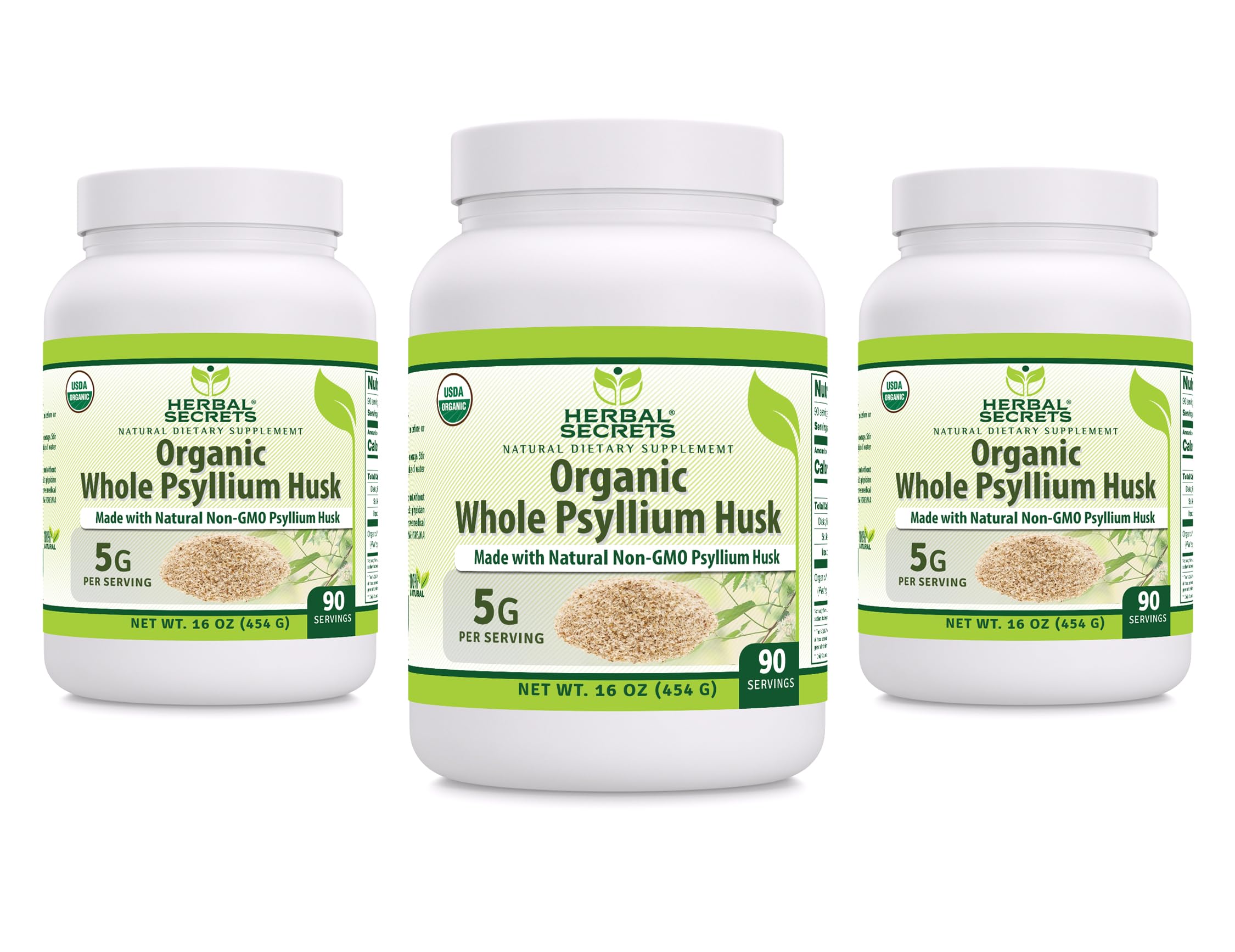 Herbal Secrets polvo psyllium de 5 g para mezclar, fibra diaria