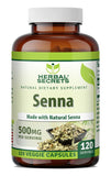 Herbal Secrets Senna 500 mg, cápsulas vegetales, apoyo digestivo suave.