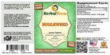 Botella de Herbal Terra Bugleweed con etiqueta y uso diario