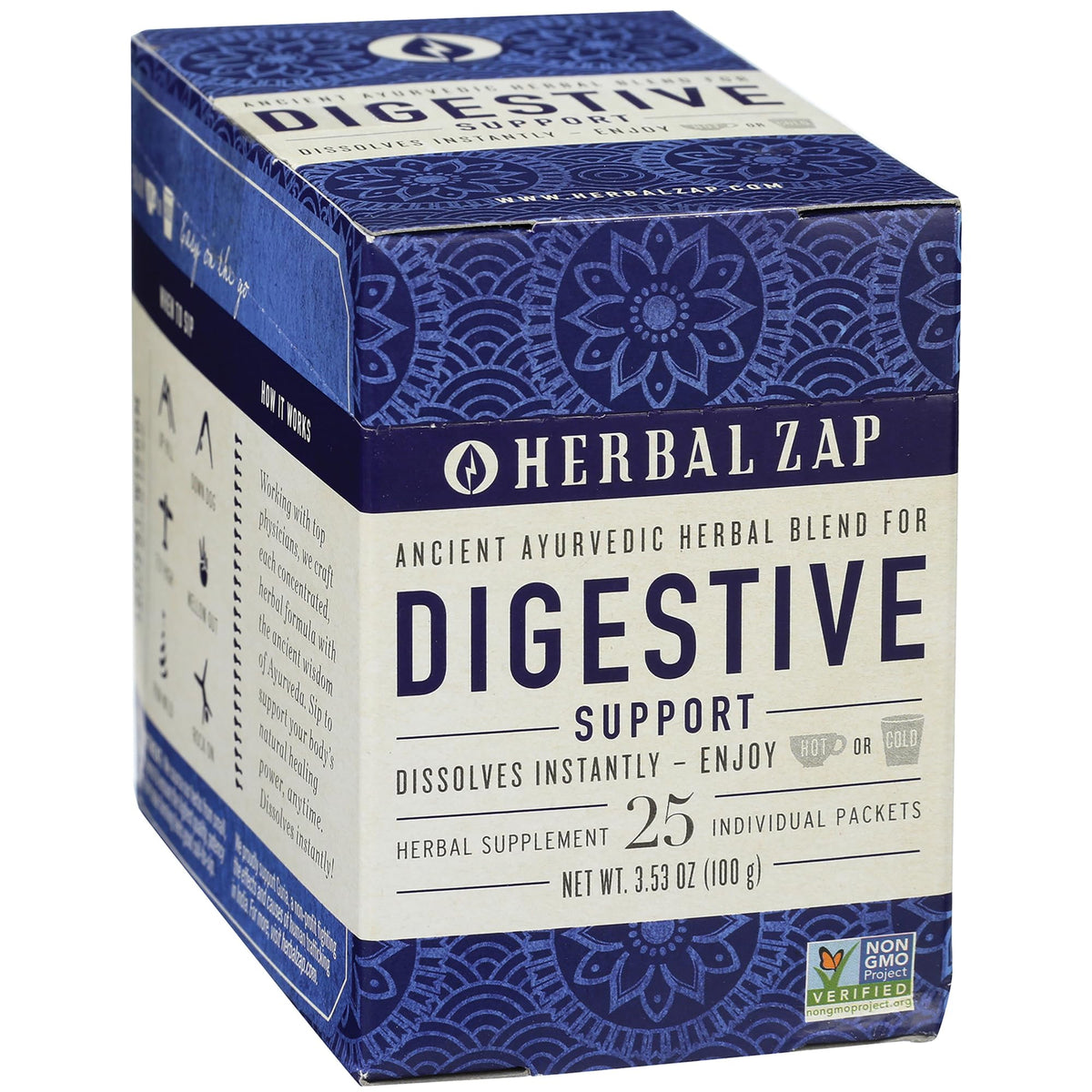 Herbal Zap! sobres-digestivo empaque: apoyo digestivo práctico para el día a día.