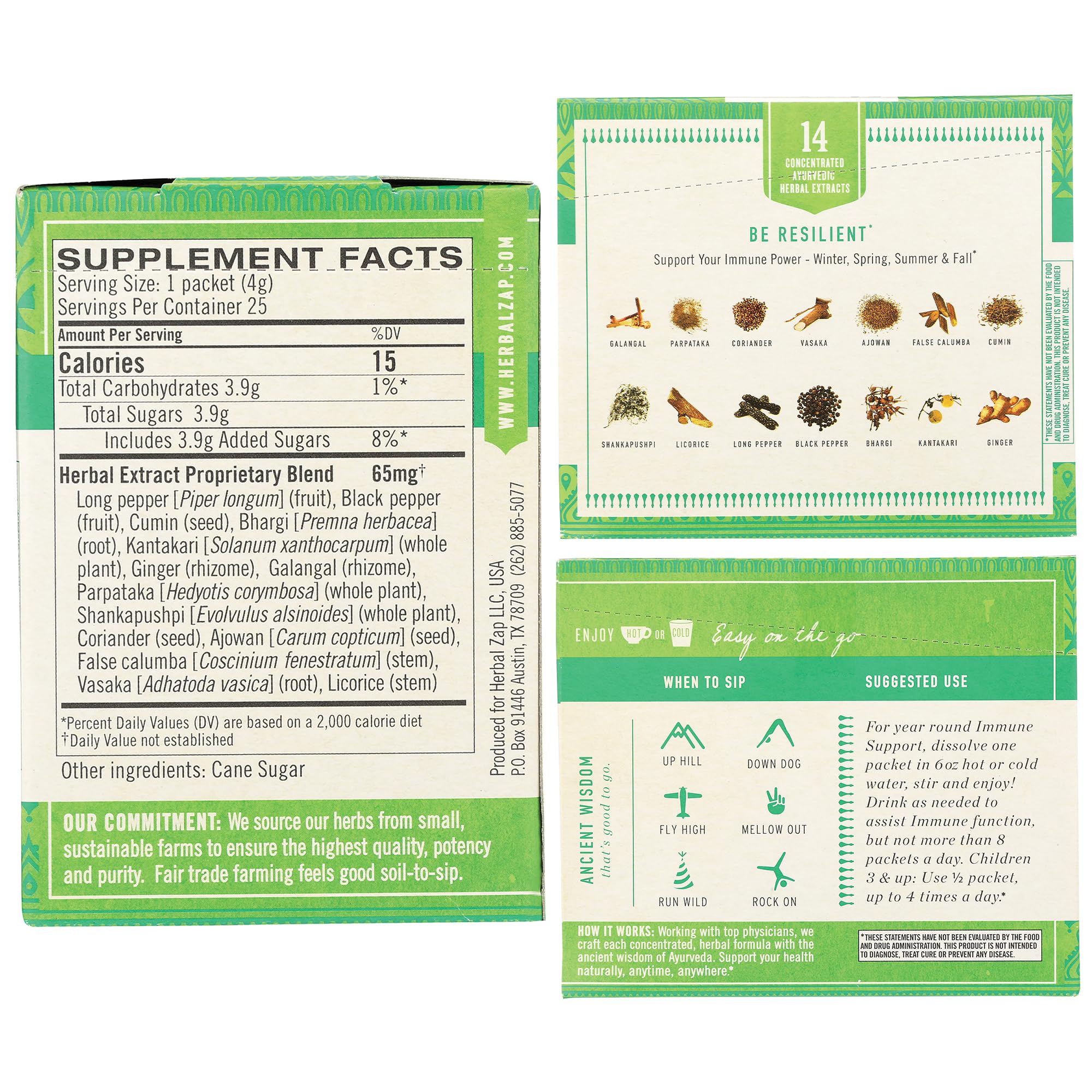 Herbal Zap! sobres disolución en agua fría o caliente, opción conveniente