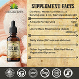 HERBALICIOUS caja melena-de-leon empaque resistente para uso diario.