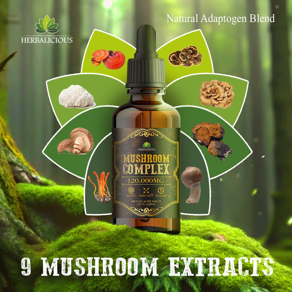 HERBALICIOUS: gotero del complejo de hongos para uso rápido y absorción.
