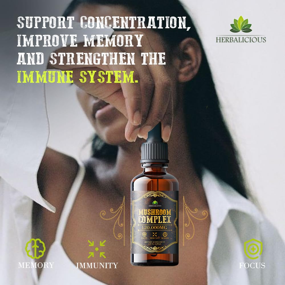 HERBALICIOUS: mezcla en vaso con agua del complejo de hongos para absorción.