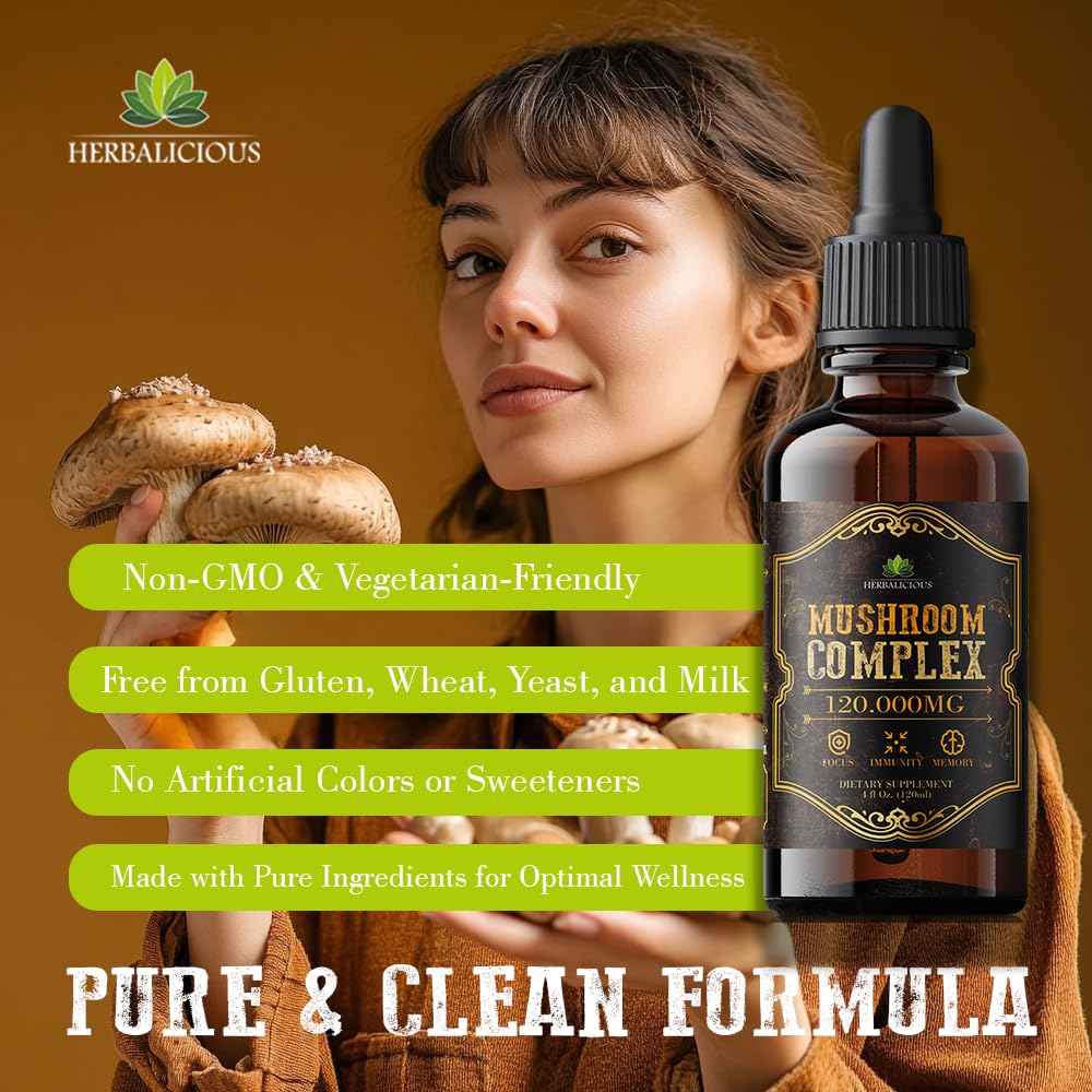 HERBALICIOUS: selección variada de hongos para apoyo cognitivo e inmunológico.