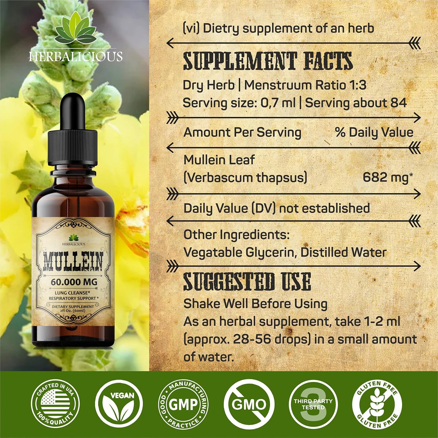 Hecho en eeuu: Herbalicious Verbascum garantiza calidad