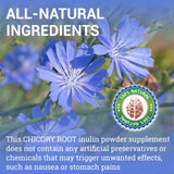 HERBALICIOUS inulina orgánica en polvo, enfoque en salud intestinal.