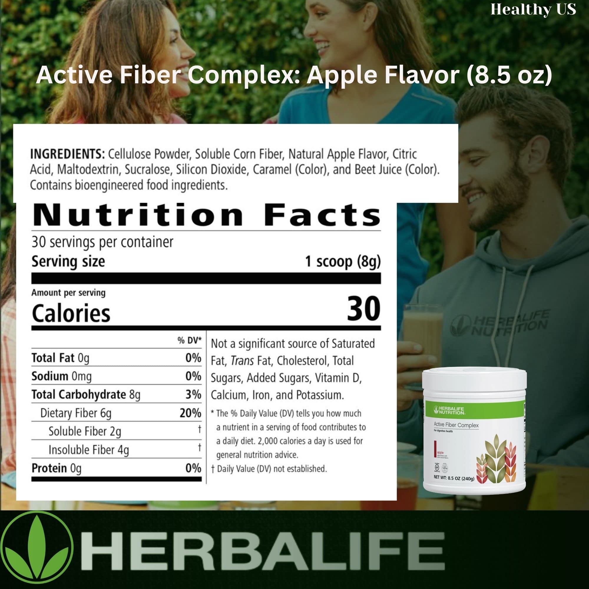 Herbalife Active Fiber Complex Manzana, mezcla en agua, textura suave y agradable.