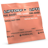 Herbalife Liftoff Fruta Tropical, empaque práctico para consumo en cualquier lugar.