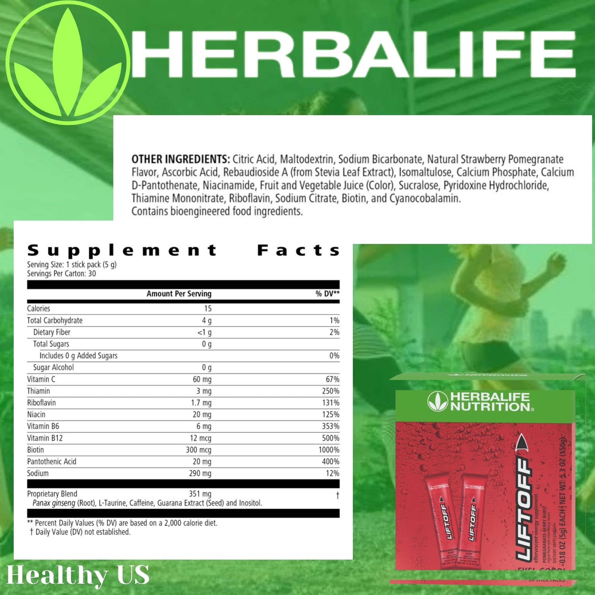 Tabletas Herbalife Liftoff energizantes para estudio o trabajo concentrado.