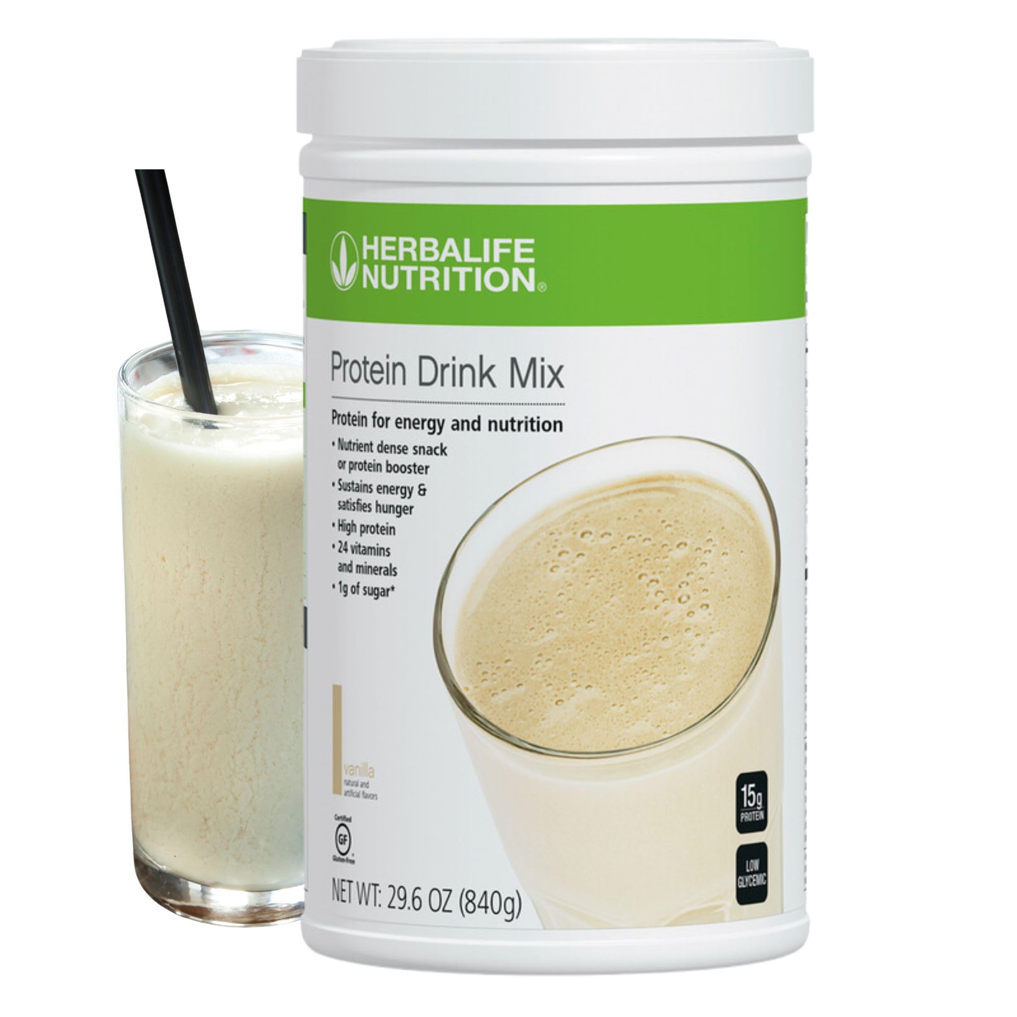 Herbalife Mezcla de Proteína vainilla en bote 840 g, snack nutritivo.