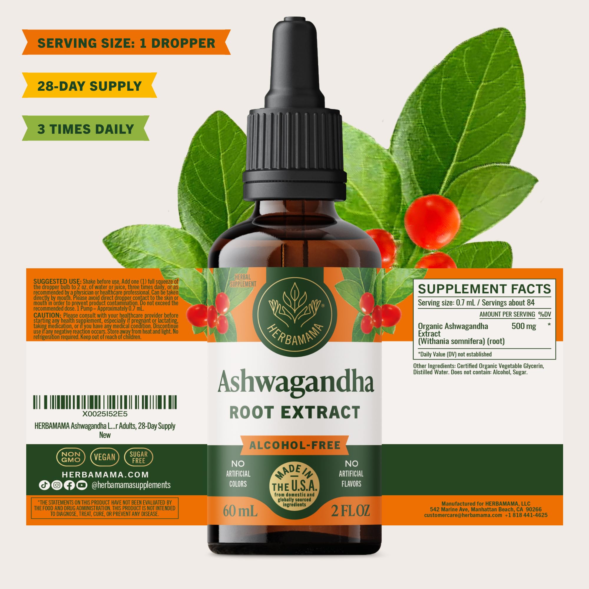 HERBAMAMA Ashwagandha: alto concentracion para dosis controladas.