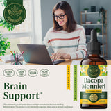 HERBAMAMA Bacopa monnieri gotero: absorción rápida para concentración durante el día.