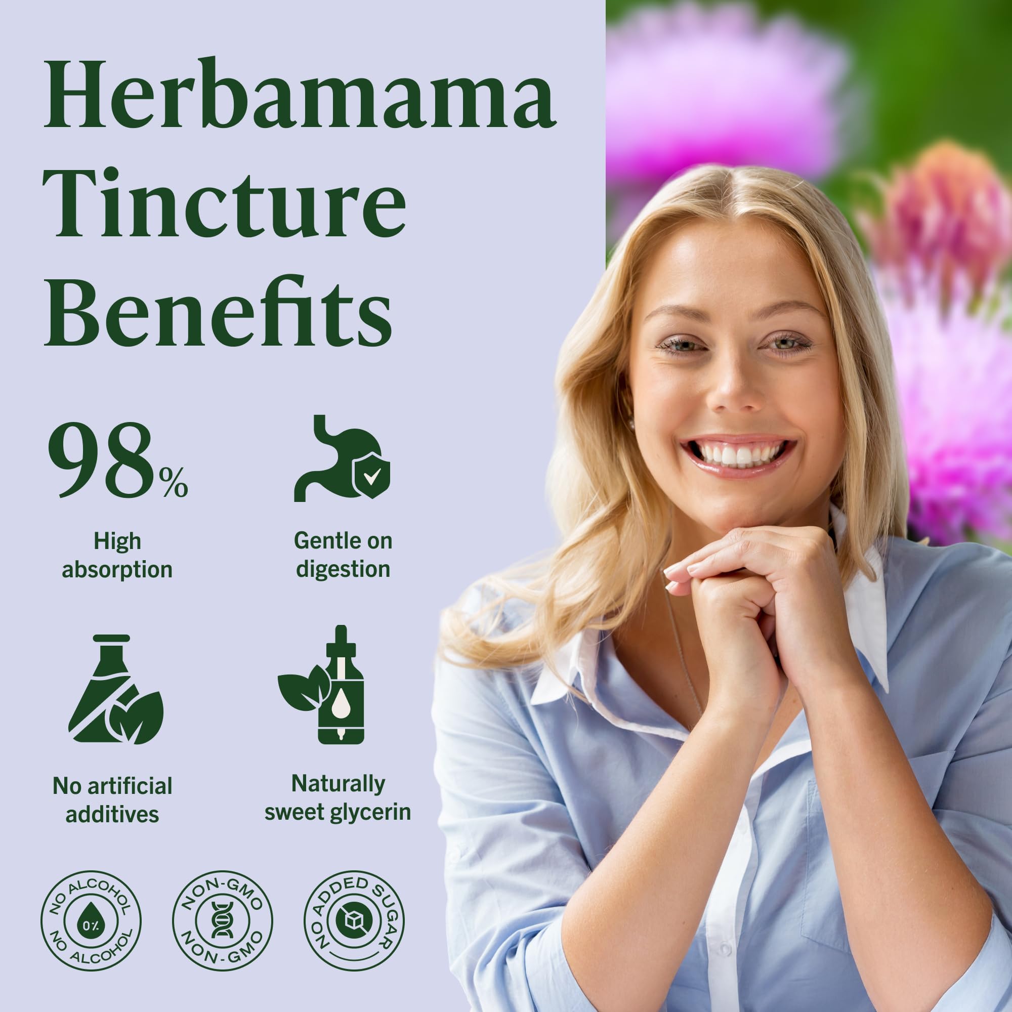 HERBAMAMA Gotas sin alcohol, opción vegana para cuidado hepático.