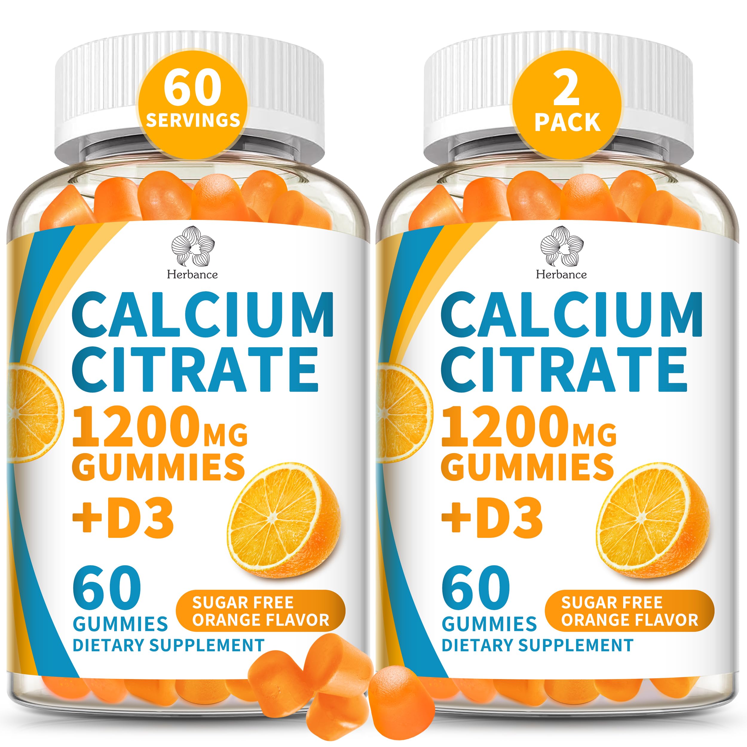 Gomitas Herbance calcio citrato 1200 mg sabor naranja para tomar fácil