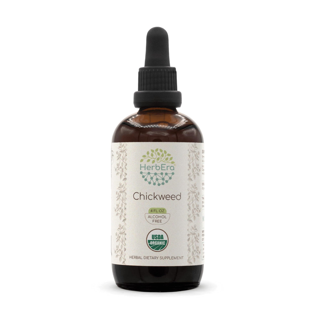 HerbEra Chickweed B120 – botella de extracto sin alcohol, ideal para uso diario.