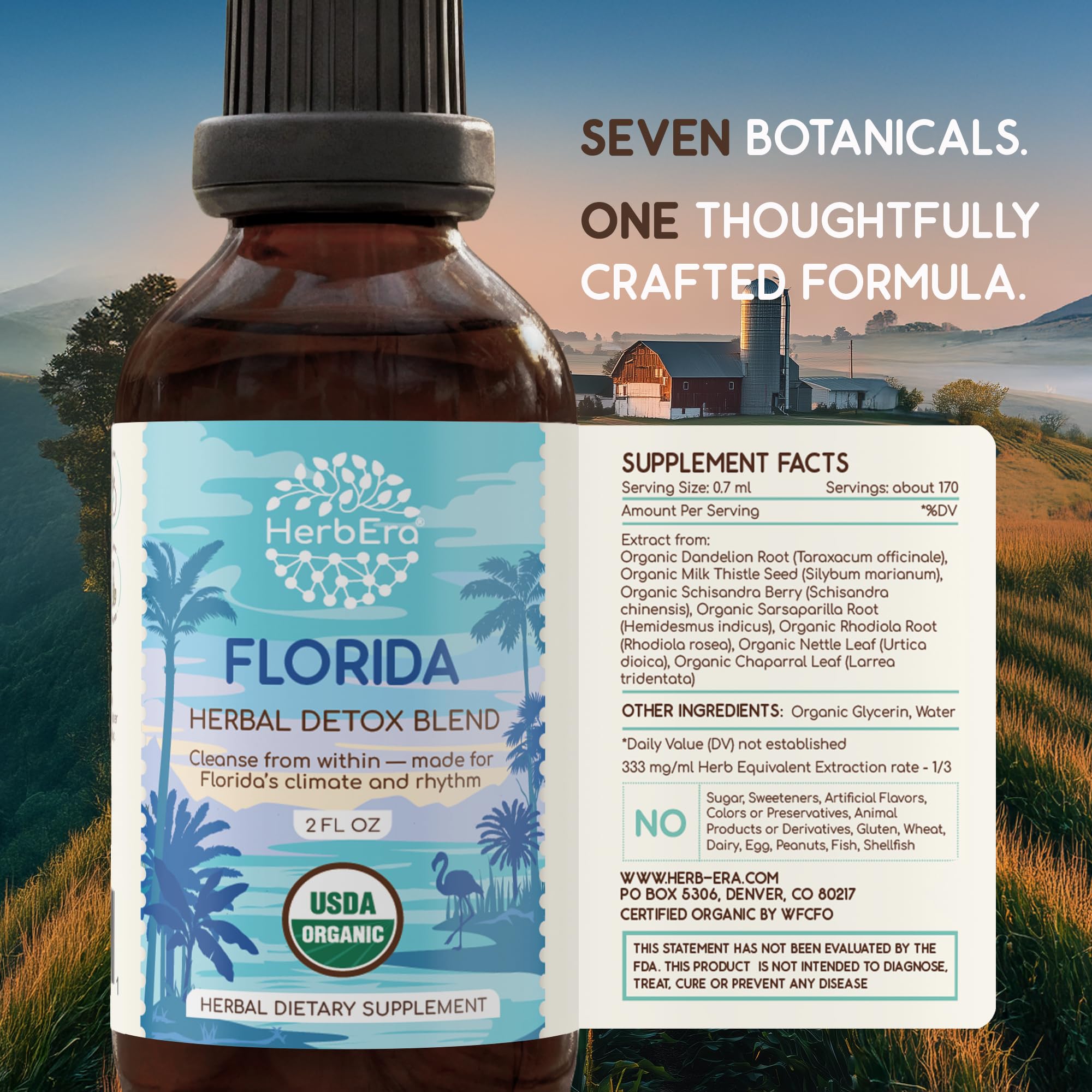 Ingredientes de HerbEra Florida Detox resaltando diente de león y cardo mariano