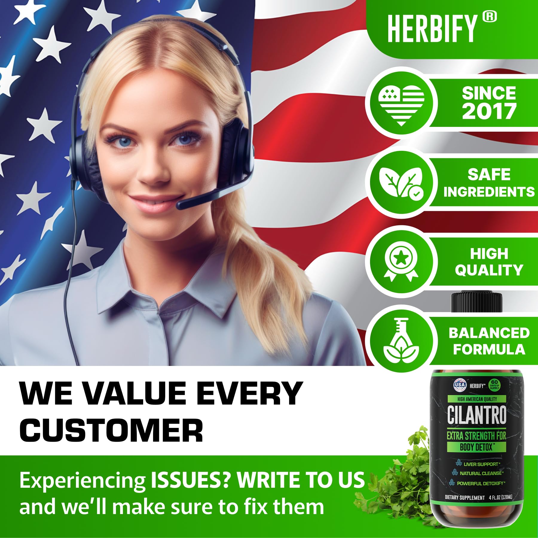 HERBIFY Cilantro Tintura, hecho en EE. UU.