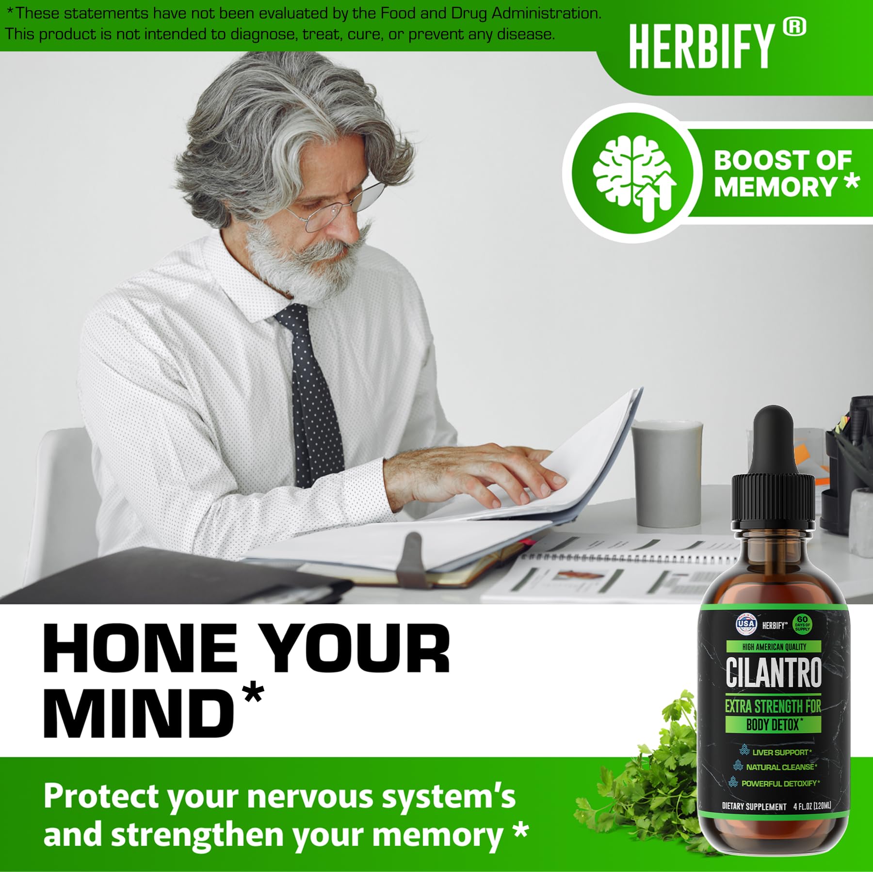 Copa de te con tintura de cilantro HERBIFY para ritual diario