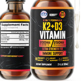 HERBIFY Gotas D3 K2, botella, apoyo a la salud ósea y dental.
