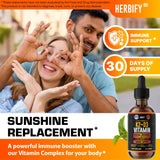 HERBIFY Gotas D3 K2, vertido, dosis diaria fácil y precisa.