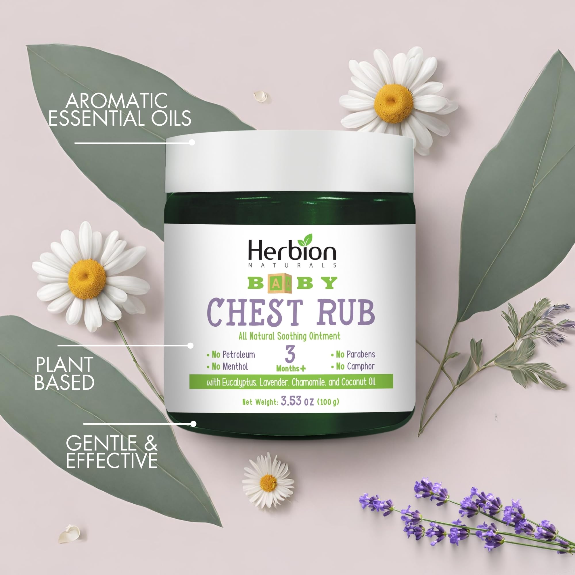 Envase de 3.53 onzas de HERBION, práctico para casa o viaje.